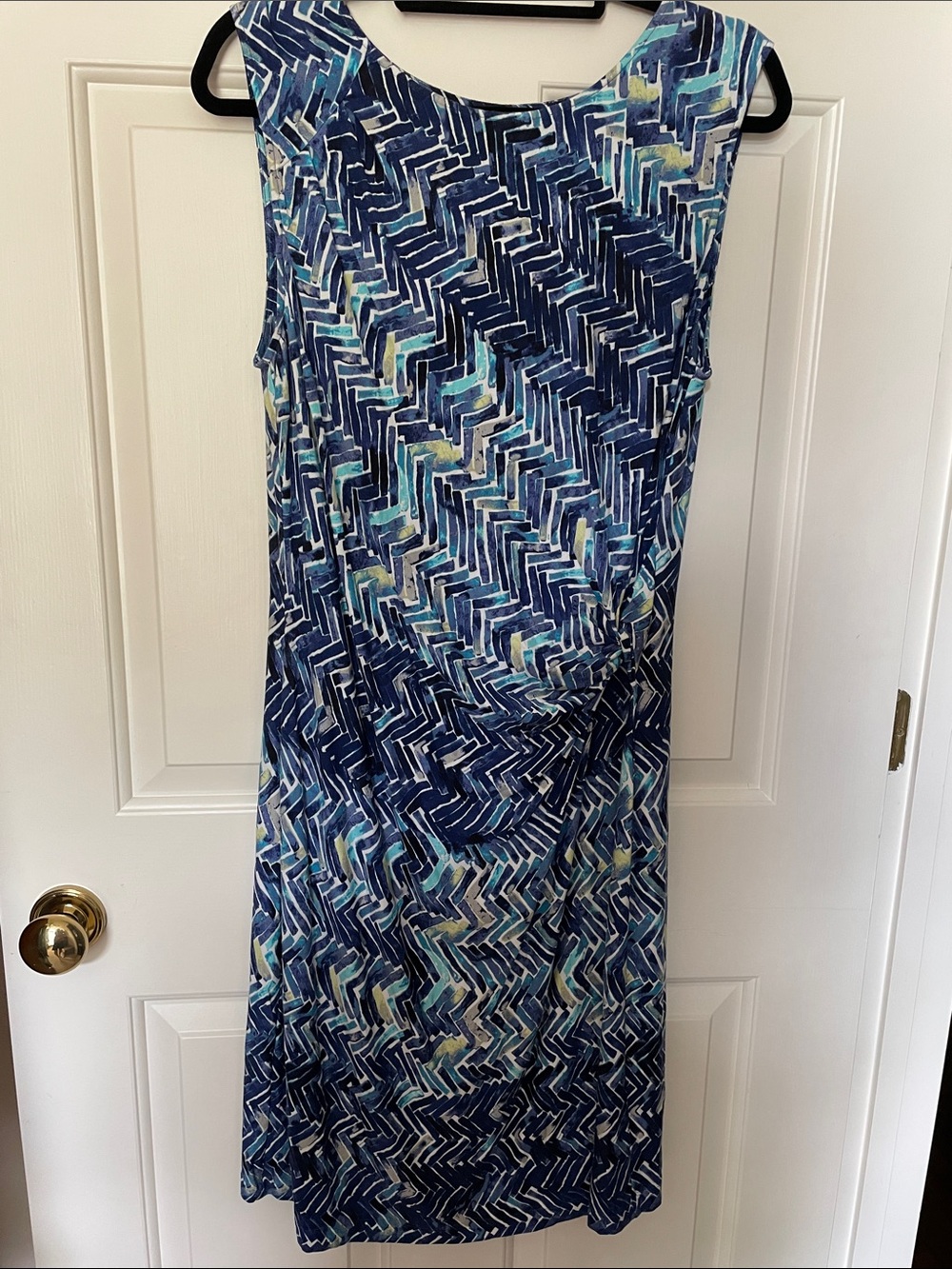 NIC+ZOE Blue and Aqua Abstract Print Top